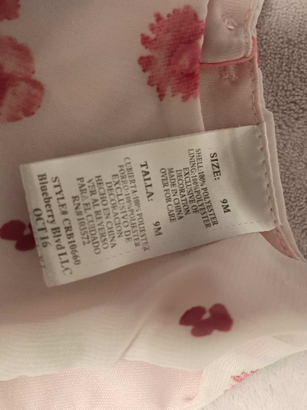 Pink Floral Baby Dress - 9M